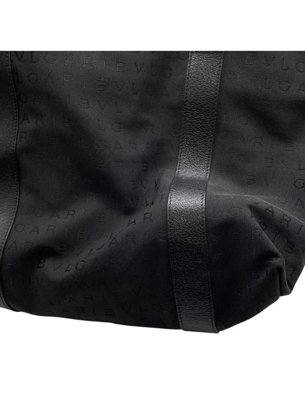 Bvlgari Tote Logo Mania Canvas Leather Black